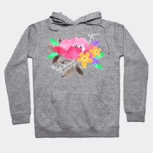 Pink green watercolor flower design Hoodie